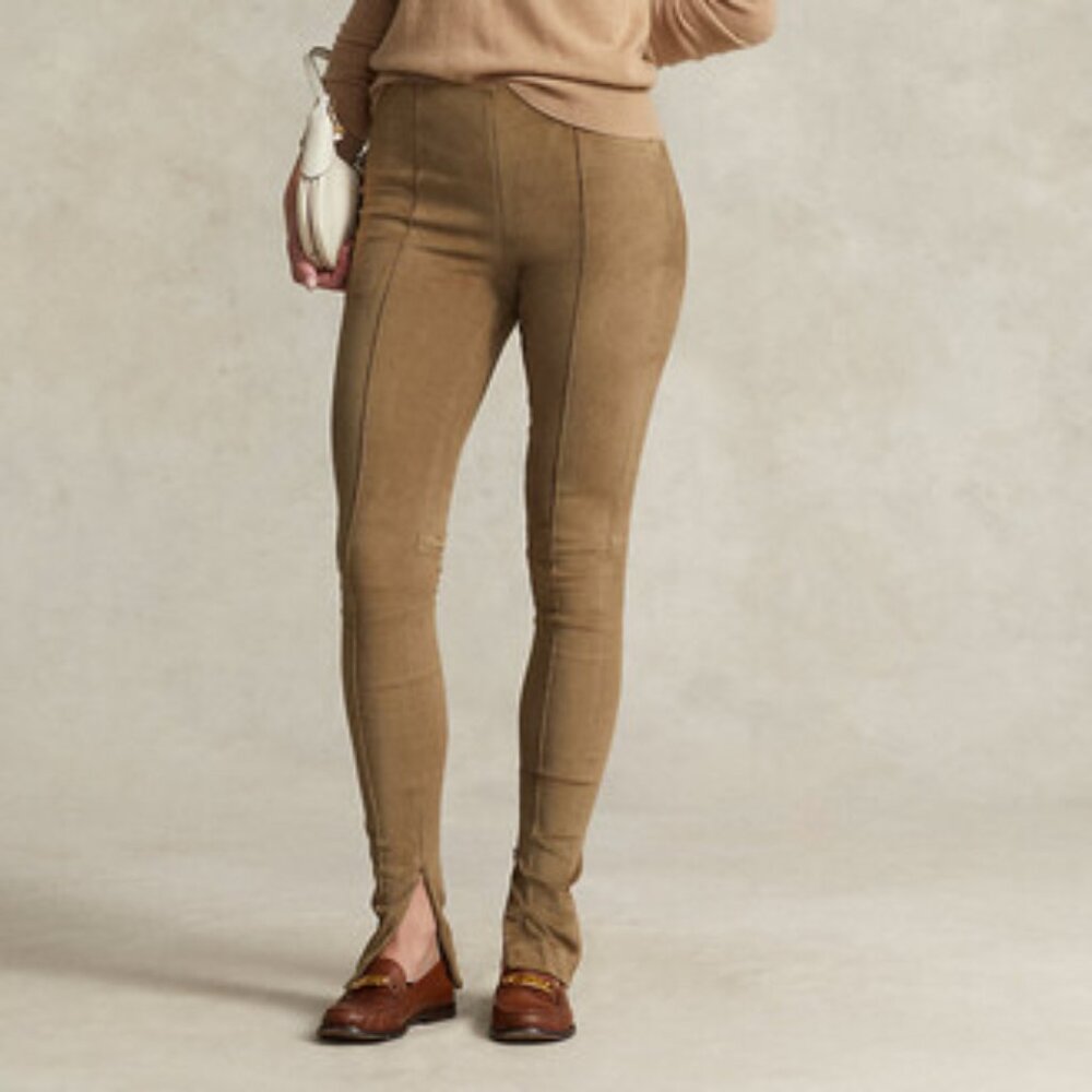 Polo Ralph Lauren Pintucked Lambskin Suede Legging